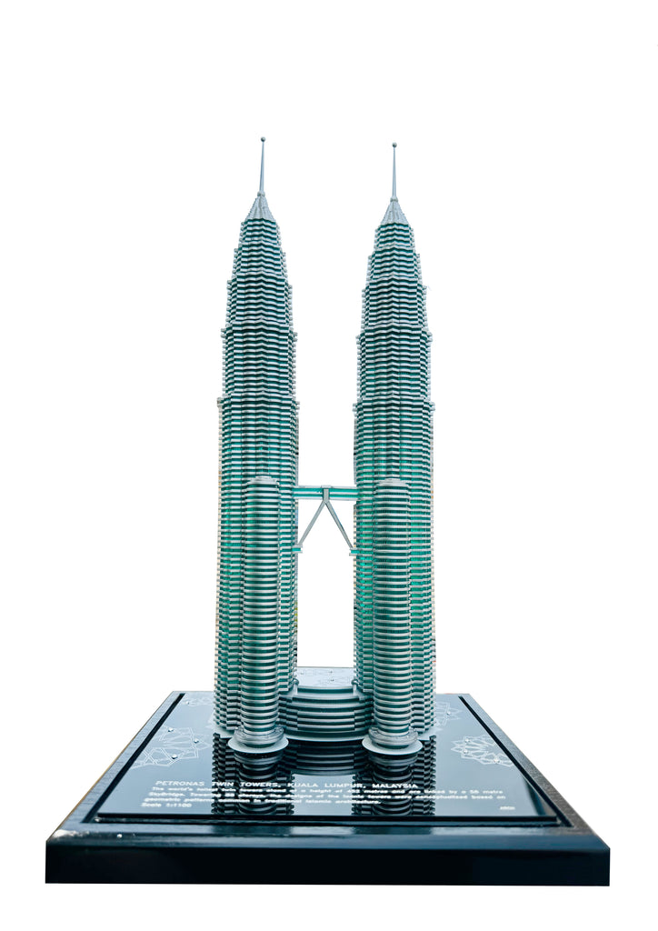 3D Miniatures -  Petronas Twin Towers,  Kuala Lumpur.* (Silver Color)